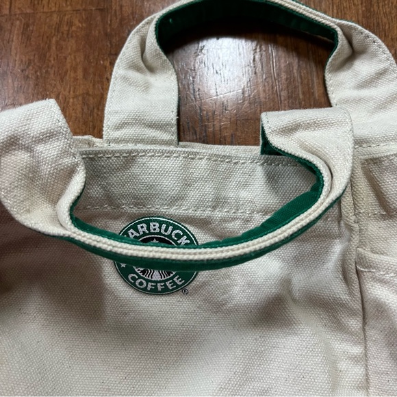 Starbucks Canvas Cream and Green Tote Lunch or Drink Bag Logo - Picture 6 of 7